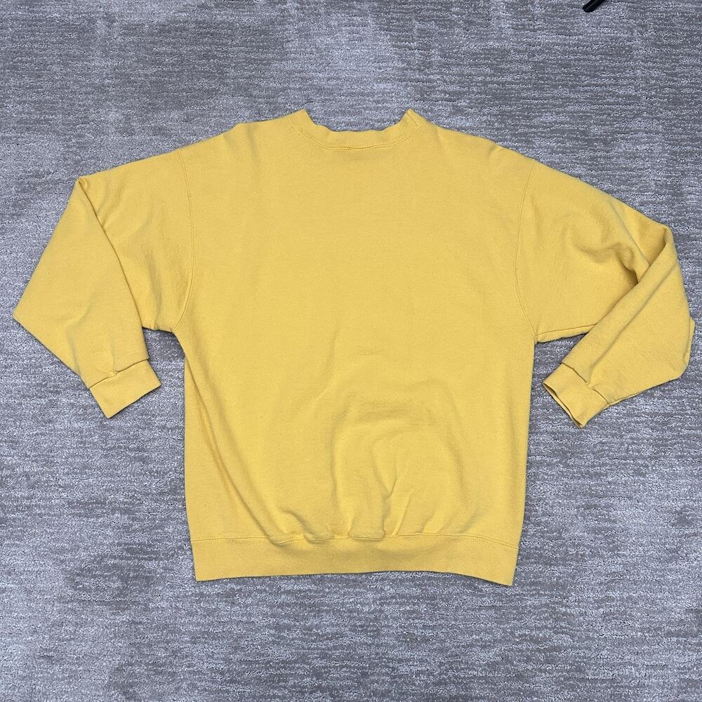 Vintage Nike Sweatshirt Mens Medium Yellow Crewneck Swoosh Embroidered 90s USA - Picture 8 of 11